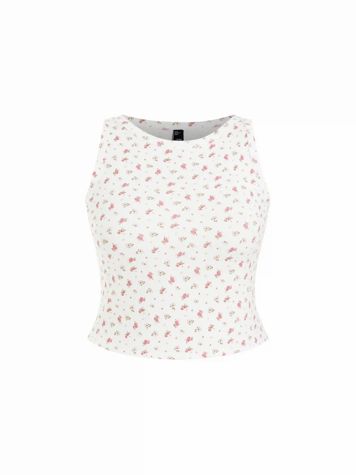 Knit Fabric Round Neckline Floral Crop Tops & Camis Tees Curve & Plus