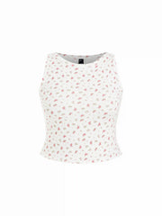 Knit Fabric Round Neckline Floral Crop Tops & Camis Tees Curve & Plus