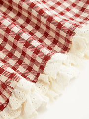 Jacquard Gingham Sweetheart Raglan Sleeve Ruched Top Curve & Plus