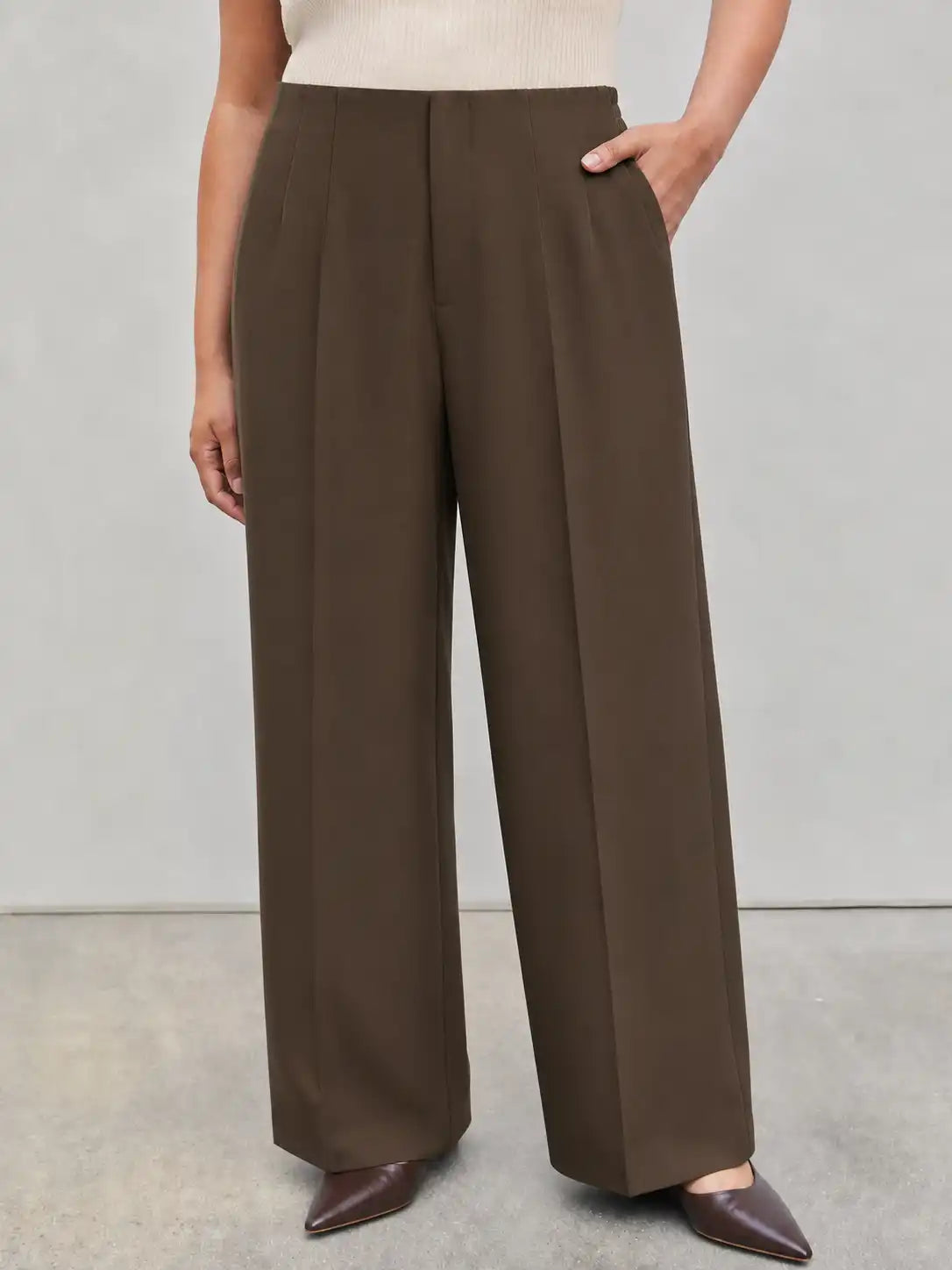 Mid Rise Asymmetrical Tapered Trousers Curve & Plus