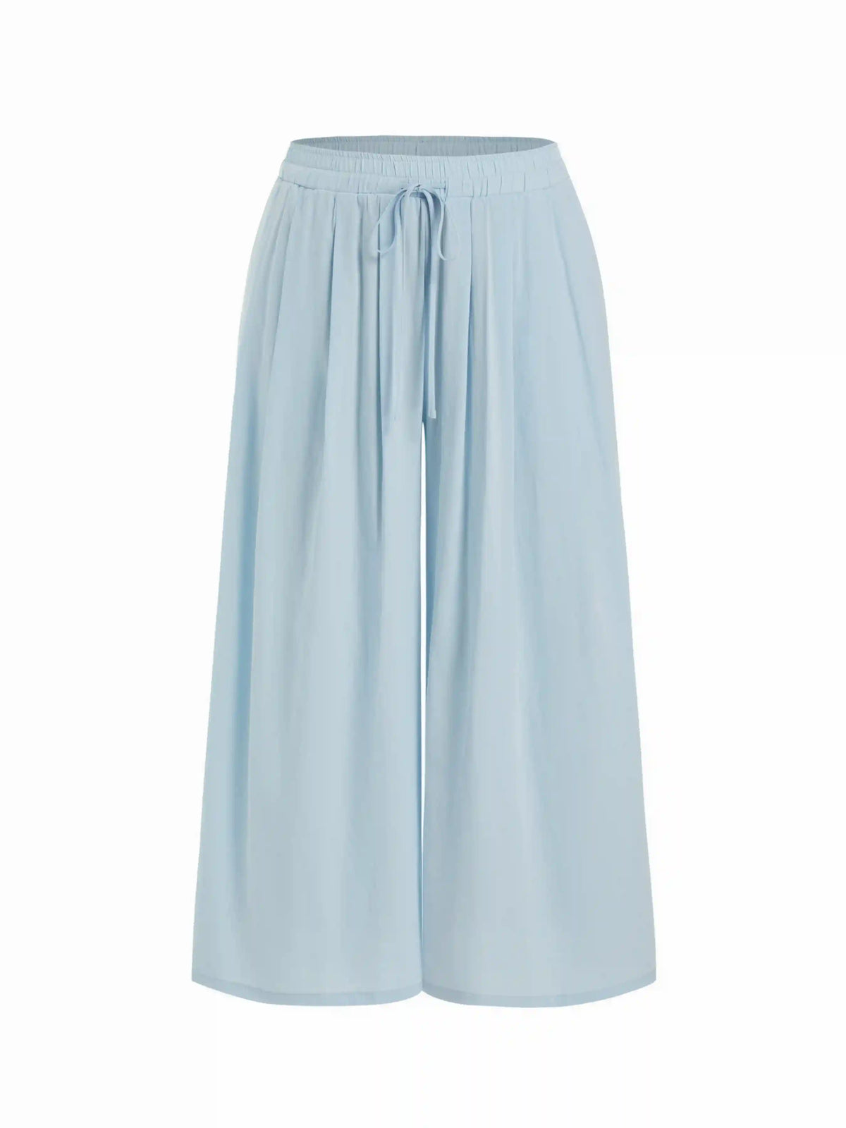 Cotton-blend Mid Rise Drawstring Ruched Wide Leg Trousers Curve & Plus