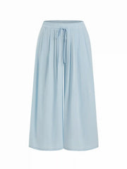 Cotton-blend Mid Rise Drawstring Ruched Wide Leg Trousers Curve & Plus