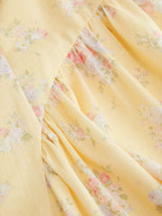 Cotton Floral Sweetheart Neck Lace Panel A-line Midi Dress Curve & Plus