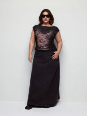 Knit Fabric Boat Neck Position Crop Tops & Camis Tees Curve & Plus