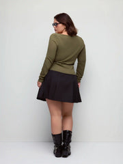 Cotton-blend Graphic Cowl Neck Metal Detail Ruched Top Curve & Plus