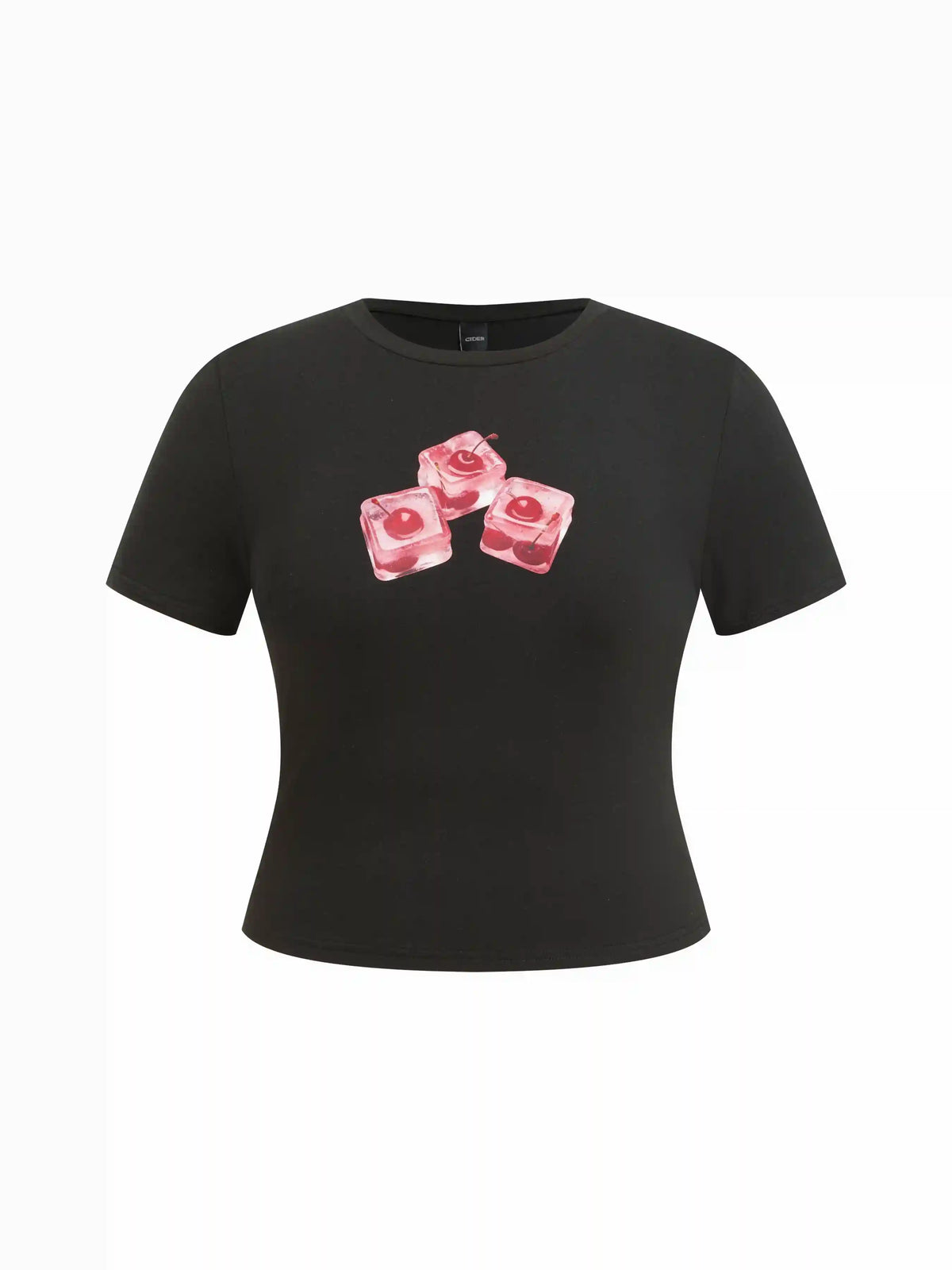 Cotton-blend Cherry Graphic Short Sleeve Tee Curve & Plus