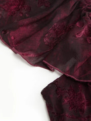 Textured Floral Square Neck Ruffle Sleeve A-line Maxi Dress Curve & Plus