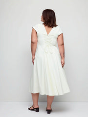 Square Neck Short Sleeve Draped A-line Maxi Dress Curve & Plus