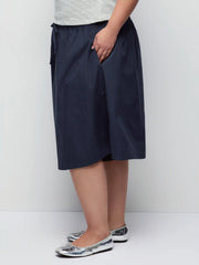 Cotton Mid Rise Drawstring Oversized Bermuda Shorts Curve & Plus