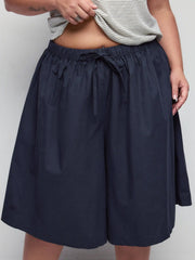 Cotton Mid Rise Drawstring Oversized Bermuda Shorts Curve & Plus
