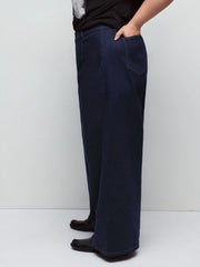 Denim Mid Rise Solid Pocket Straight Leg Trousers Jeans/Trousers Curve & Plus