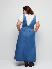 Denim Pinafore Metal Detail Maxi Dress Curve & Plus