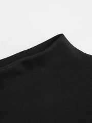 Cotton-blend Stand Collar Cap Sleeve Long Top