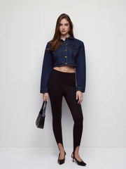 Denim Washed Metal Detail Oversized Jacket