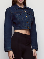 Denim Washed Metal Detail Oversized Jacket
