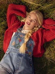 Knit Crochet Lantern Sleeve Oversized Cardigan