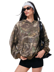 Cotton-blend Camo Hooded Pocket Oversized Hoodie